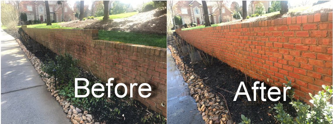 Picture pressure washing in Weddington Waxhaw NC before after photo